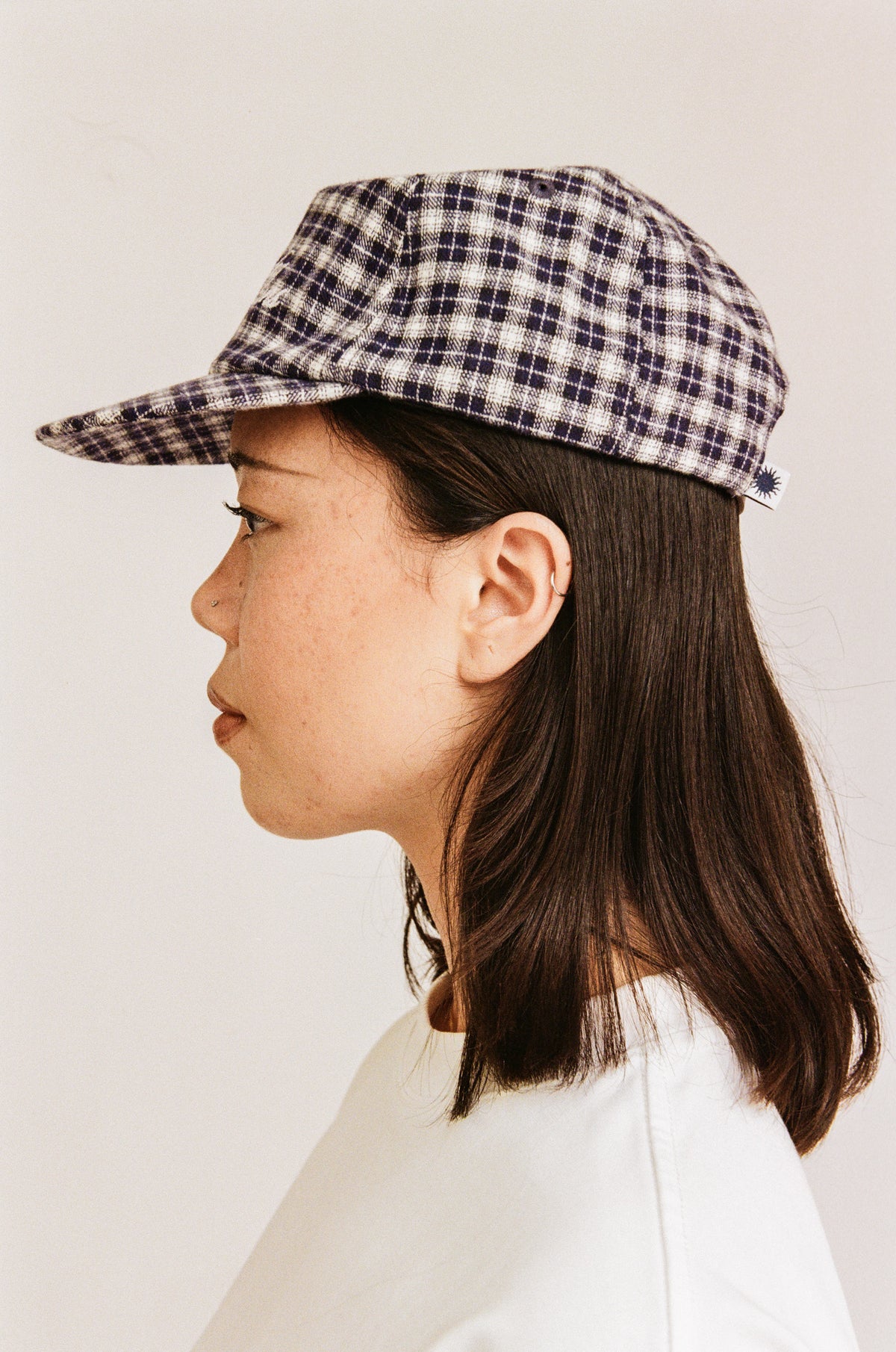 PLAID SCRIPT BALLCAP | NAVY BRUSHED TWILL