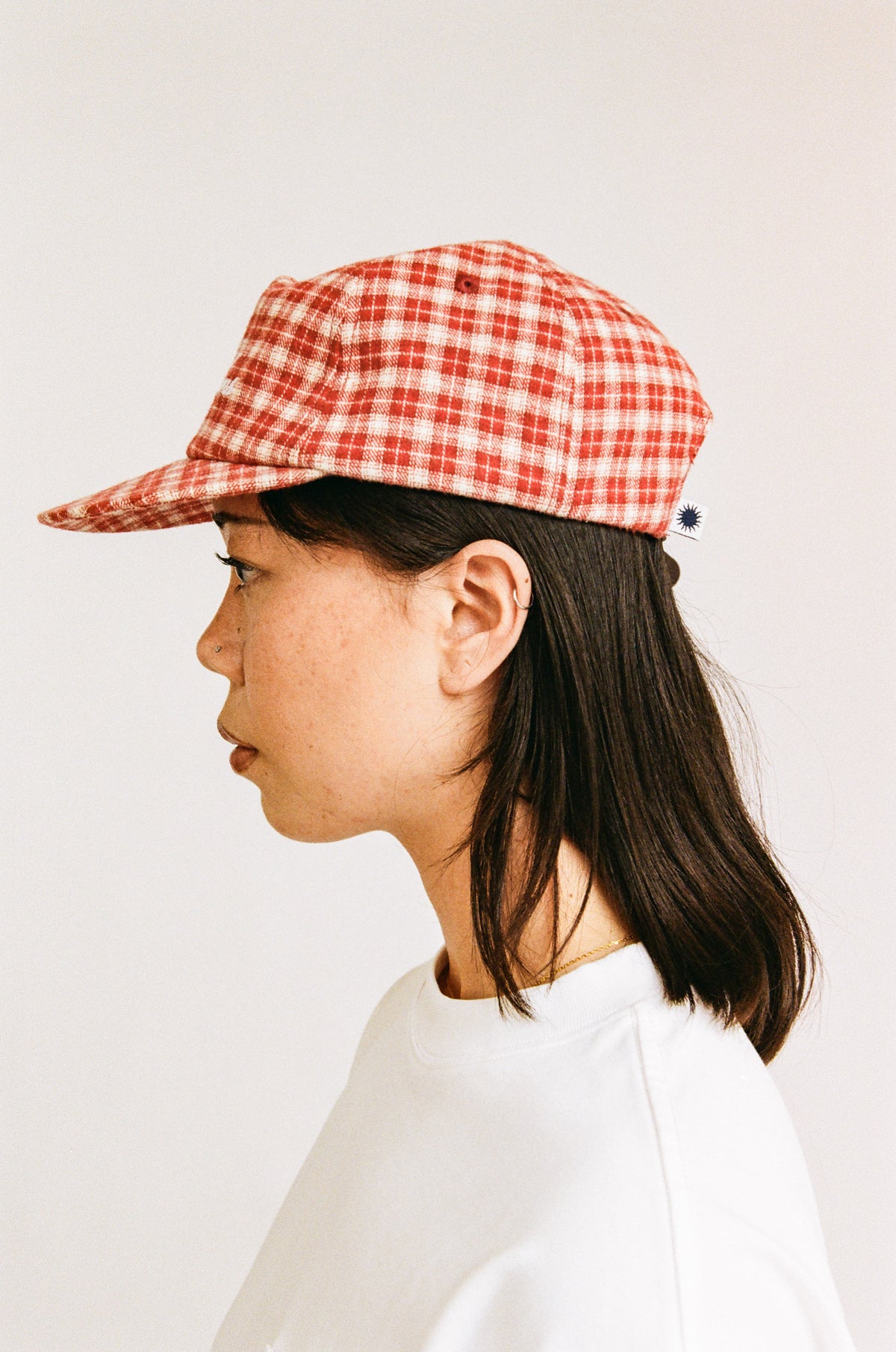 PLAID SCRIPT BALLCAP | RED BRUSHED TWILL