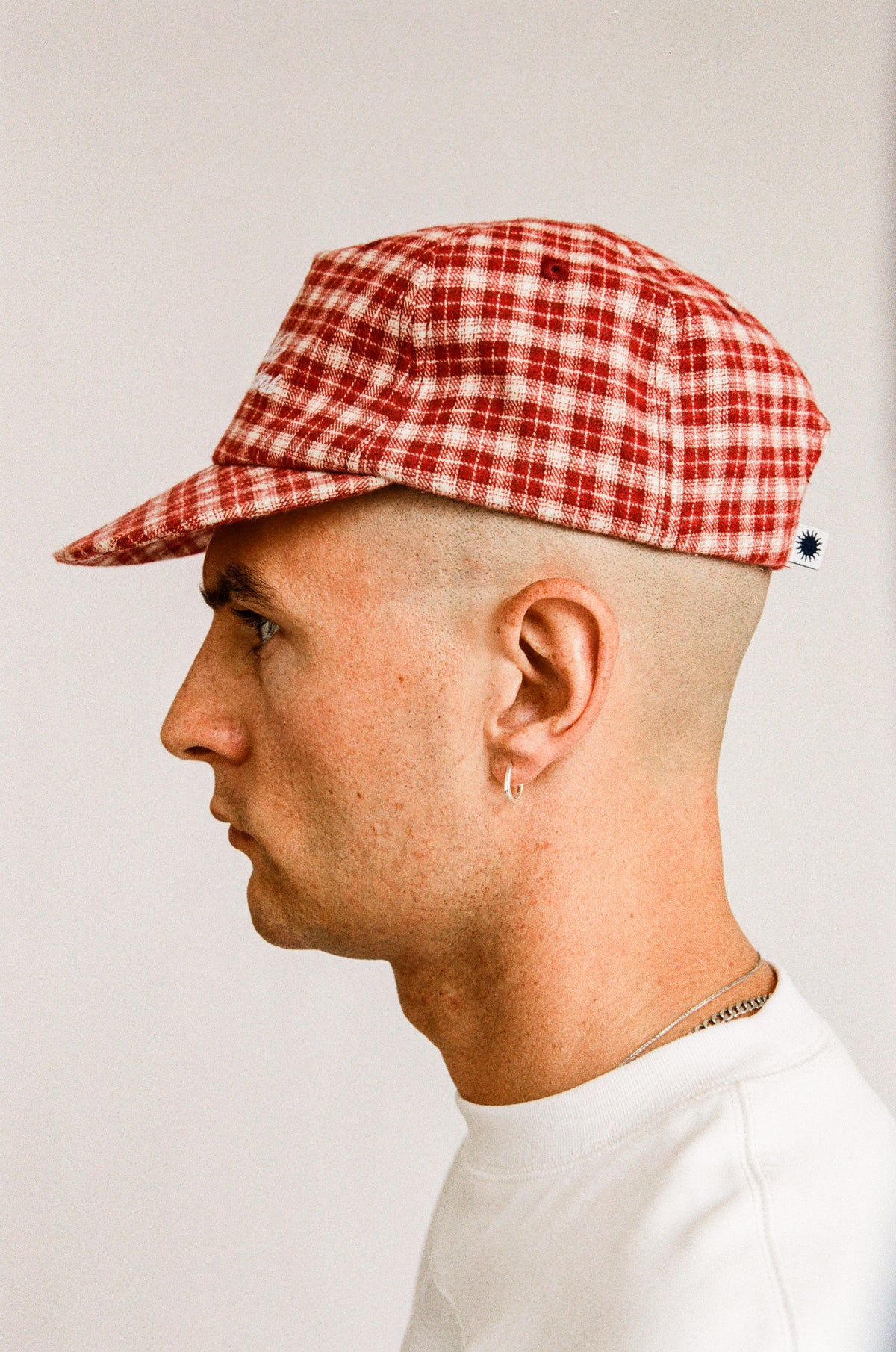 PLAID SCRIPT BALLCAP | RED BRUSHED TWILL