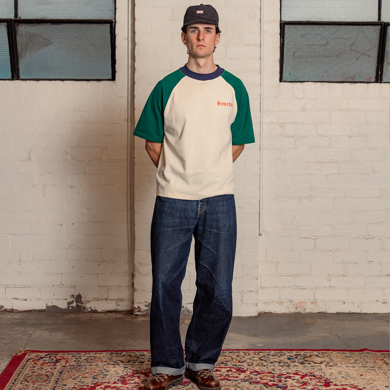 RAGLAN TEE | GREEN & VINTAGE WHITE