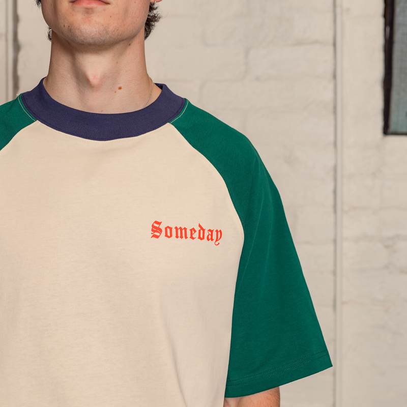 RAGLAN TEE | GREEN & VINTAGE WHITE